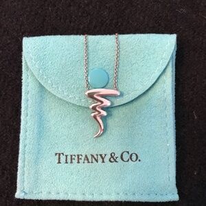 Tiffany & Co Silver Paloma Picasso ZigZag Scribble Pendant 16" necklace